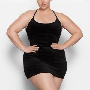 Skims Logo Velour Slip dress